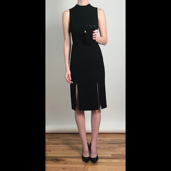 Alice + Olivia Black Sheer Slit Mini Dress 0 - Picture 2 of 5